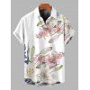 Men's Vacation Shirt Lily Flower Bud Print Button Up Shirt - Blanc 5XL