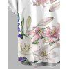 Men's Vacation Shirt Lily Flower Bud Print Button Up Shirt - Blanc 5XL