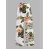Vacation Pants Tropical Hibiscus Floral Leaf Print Wide Leg Belt Pants - Vert XXXXXL | US 20