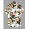 Men's Vacation Shirt Tropical Hibiscus Floral Leaf Print Button Up Shirt - Vert 5XL