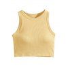 Textured Solid Color Tank Top Padded Sleeveless Cropped Top - Jaune XL | US 12