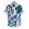 Hawaii Vacation Couple Outfit Cinched Contrast Color Monstera Leaf Print Swimsuit and Shirt Set - Bleu profond S | US 4