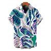 Hawaii Vacation Couple Outfit Cinched Contrast Color Monstera Leaf Print Swimsuit and Shirt Set - Bleu profond S | US 4