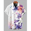 Hawaii Vacation Couple Outfit  Lily Iris Floral Print Lace Hollow Out Slit Dress and Shirt Set - Blanc S | US 4