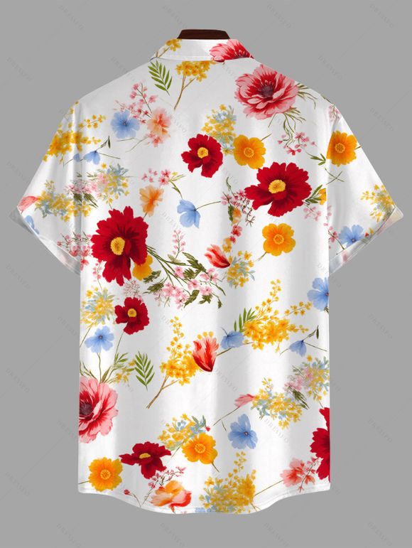 Men's Vacation Shirt Colorful Tropical Floral Print Button Up Shirt - multicolor 5XL