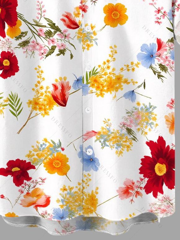 Men's Vacation Shirt Colorful Tropical Floral Print Button Up Shirt - multicolor 5XL