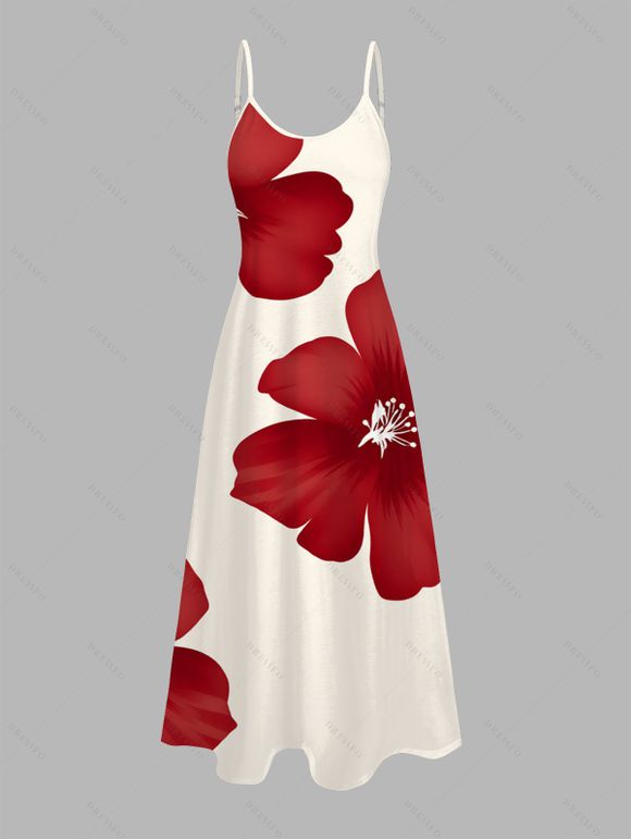 Vacation Couple Outfit Tropical Hibiscus Floral Print Pocket Dress and Shirt Set - Rouge Vineux S | US 4