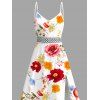 Vacation Dress Colorful Tropical Floral Print Lace Hollow Out Slit Dress - multicolor XXXXXL | US 20