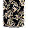 Men's Vacation Shirt Tropical Palm Leaf Print Button Up Shirt - Noir 5XL