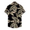 Men's Vacation Shirt Tropical Palm Leaf Print Button Up Shirt - Noir 5XL