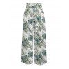 Vacation Pants Hibiscus Floral Leaf Print Wide Leg Belt Pants - Vert clair XXXXXL | US 20