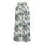 Vacation Pants Hibiscus Floral Leaf Print Wide Leg Belt Pants - Vert clair XXXXXL | US 20