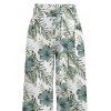 Vacation Pants Hibiscus Floral Leaf Print Wide Leg Belt Pants - Vert clair XXXXXL | US 20