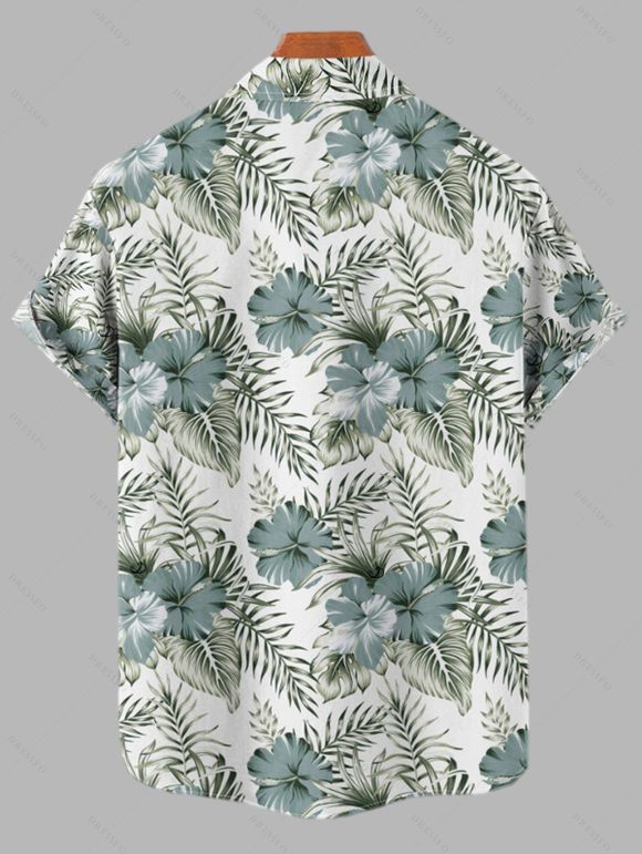 Vacation Couple Outfit Textured Tank Top Hibiscus Floral Print Belt Pants and Shirt Short Set - Vert clair S | US 4