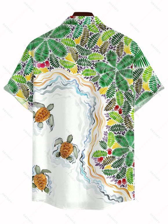 Men's Vacation Shirt Tropical Rainforest Sea Turtle Print Button Up Hawaii Shirt - Vert clair 5XL