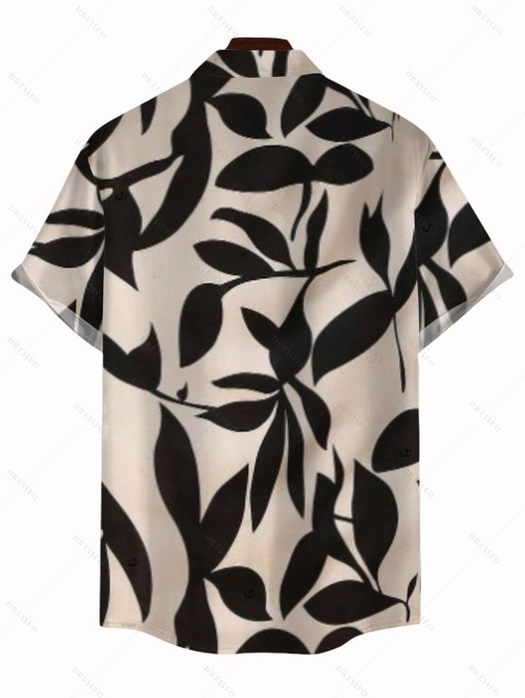 Vacation Couple Outfit Textured Tank Top Leaf Silhouette Print Belt Pants and Shirt Shorts Set - Noir S | US 4