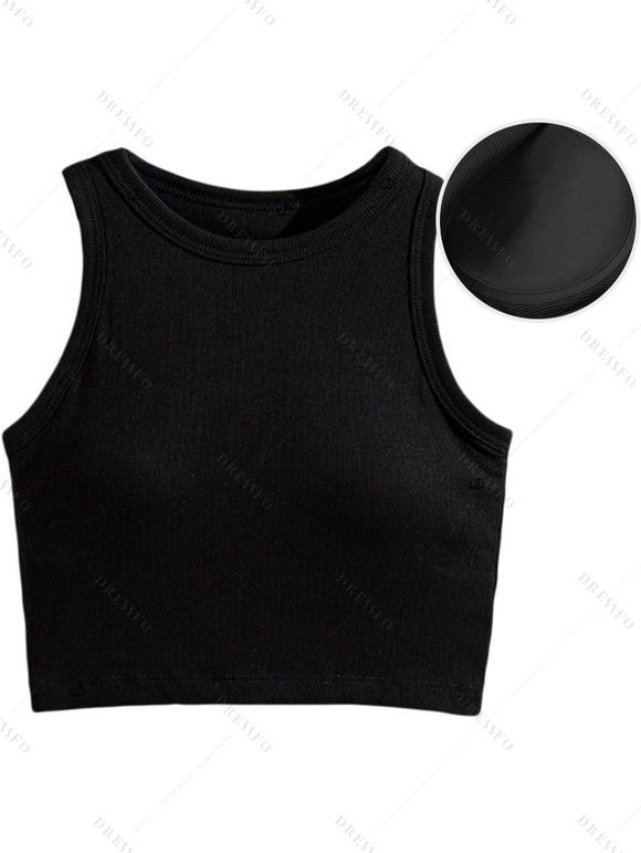 Vacation Couple Outfit Textured Tank Top Leaf Silhouette Print Belt Pants and Shirt Shorts Set - Noir S | US 4