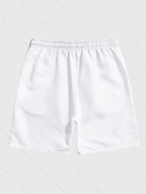 Vacation Couple Outfit Textured Tank Top Hibiscus Floral Leaf Print Belt Pants and Shirt Shorts Set - Blanc S | US 4