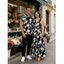 Vacation Couple Outfit Floral Leaf Silhouette Print Cap Sleeve Dress and Shirt Set - Bleu Marine S | US 4