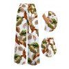 Vacation Pants Tropical Monstera Leaf Print Belt Wide Leg Pants - PLANT GREEN XXXL | US 16