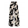 Vacation Couple Outfit Textured Tank Top Leaf Silhouette Print Belt Pants and Shirt Shorts Set - Noir S | US 4