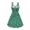 Hawaii Vacation Couple Outfit Ditsy Floral Print Bownknot Ruffle Dress and Shirt Set - Émeraude S | US 4