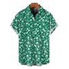 Hawaii Vacation Couple Outfit Ditsy Floral Print Bownknot Ruffle Dress and Shirt Set - Émeraude S | US 4