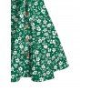 Hawaii Vacation Couple Outfit Ditsy Floral Print Bownknot Ruffle Dress and Shirt Set - Émeraude S | US 4