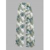 Vacation Couple Outfit Textured Tank Top Hibiscus Floral Print Belt Pants and Shirt Short Set - Vert clair S | US 4