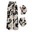 Vacation Pants Abstract Leaf Silhouette Print Wide Leg Belt Pants - Noir XXXXXL | US 20