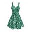 Hawaii Vacation Dress Allover Ditsy Floral Print Bowknot Ruffle Mock Button Dress - PLANT GREEN XXL | US 14