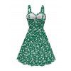 Hawaii Vacation Dress Allover Ditsy Floral Print Bowknot Ruffle Mock Button Dress - PLANT GREEN XXL | US 14