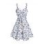Vacation Dress Porcelain Ditsy Floral Print Bowknot Ruffle Mock Button A Line Dress - Blanc XXL | US 14