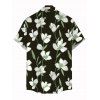 Men's Vacation Shirt Magnolia Floral Leaf Print Button Up Hawaii Shirt - Noir 5XL