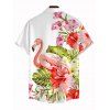 Men's Vacation Shirt Flamingo Hibiscus Floral Leaf Print Button Up Hawaii Shirt - Blanc 5XL