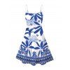 Vacation Dress Retro Tropical Plant Toucan Print Spaghetti Strap Hawaii Dress - Bleu S | US 4