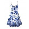 Vacation Dress Retro Tropical Plant Toucan Print Spaghetti Strap Hawaii Dress - Bleu S | US 4