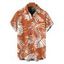 Men's Vacation Shirt White Line Tropical Plant Print Button Up Hawaii Shirt - Orange 5XL