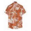 Men's Vacation Shirt White Line Tropical Plant Print Button Up Hawaii Shirt - Orange 5XL