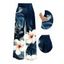 Vacation Pants Hibiscus Floral Monstera Leaf Print Wide Leg Belt Pants - Bleu profond XXXXXL | US 20