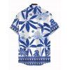 Men's Vacation Shirt Retro Tropical Plant Toucan Print Button Up Hawaii Shirt - Bleu 5XL