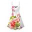 Vacation Dress Flamingo Hibiscus Floral Leaf Print Spaghetti Strap Hawaii Dress - Blanc XXXXXL | US 20