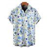 Men's Vacation Shirt Allover Mixed Floral Leaf Print Button Up Shirt - Bleu clair 5XL