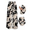 Vacation Couple Outfit Textured Tank Top Leaf Silhouette Print Belt Pants and Shirt Shorts Set - Noir S | US 4