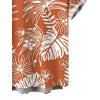 Vacation Couple Outfit White Line Tropical Plant Print Bowknot Ruffle Dress and Shirt Set - Orange S | US 4