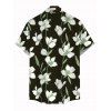 Vacation Couple Outfit Magnolia Floral Leaf Print Bowknot Ruffle Dress and Shirt Set - Noir S | US 4