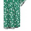 Hawaii Vacation Couple Outfit Ditsy Floral Print Bownknot Ruffle Dress and Shirt Set - Émeraude S | US 4