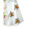 Vacation Couple Outfit Tropical Rainforest Sea Turtle Print Dress and Shirt Set - Vert clair S | US 4