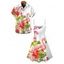 Vacation Couple Outfit Flamingo Hibiscus Floral Leaf Print Dress and Shirt Set - Blanc S | US 4