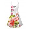 Vacation Couple Outfit Flamingo Hibiscus Floral Leaf Print Dress and Shirt Set - Blanc S | US 4